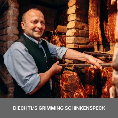 Grimming Schinkenspeck in der Selche der Fleischerei Diechtl